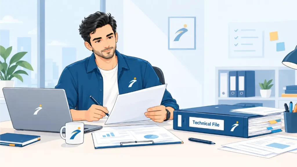 همیار در حال بررسی مدارک و پرونده تکنیکال فایل تجهیزات پزشکی
