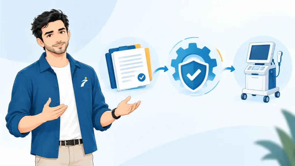 همیار در حال توضیح مسیر سیستم مدیریت کیفیت ISO 13485 برای تجهیزات پزشکی