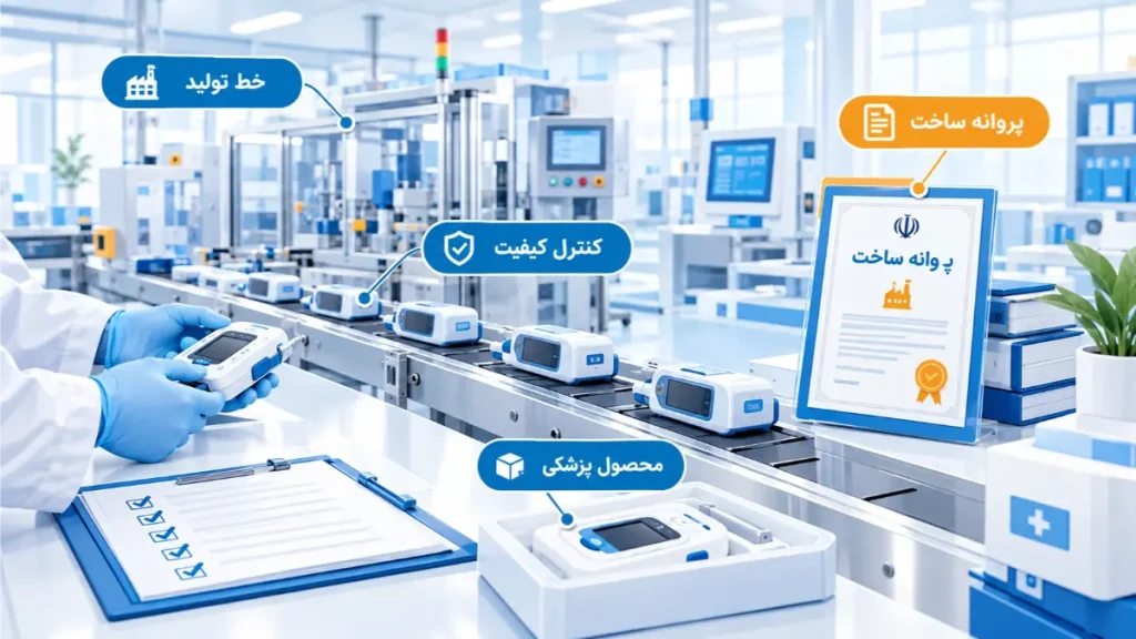 خط تولید تجهیزات پزشکی همراه با کنترل کیفیت و پروانه ساخت