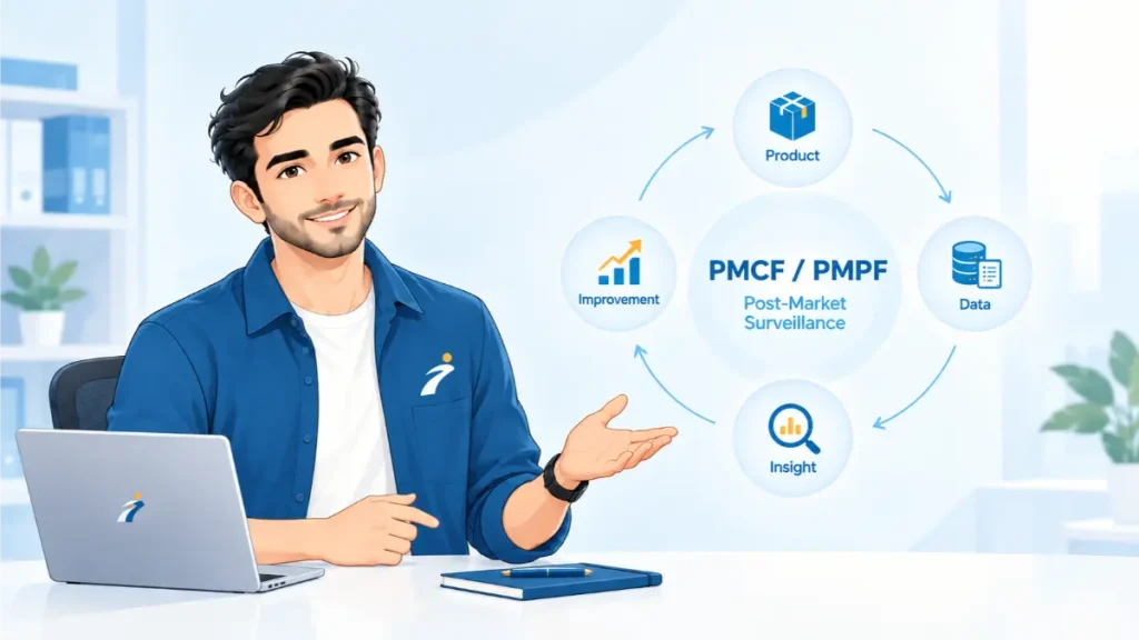 همیار در حال توضیح مفهوم PMCF و PMPF و پایش پس از فروش